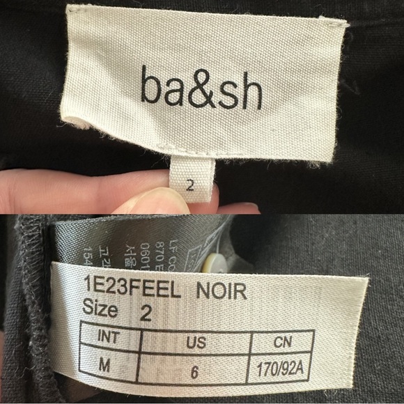 Ba&sh Black Cotton Ruffle Neckline Lady Shirt Size 6 Sophisticated Cottagecore - Picture 8 of 14